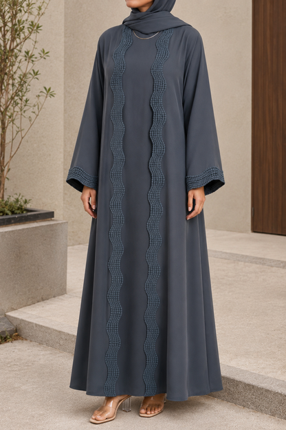 Grey lace abaya (New Edition)