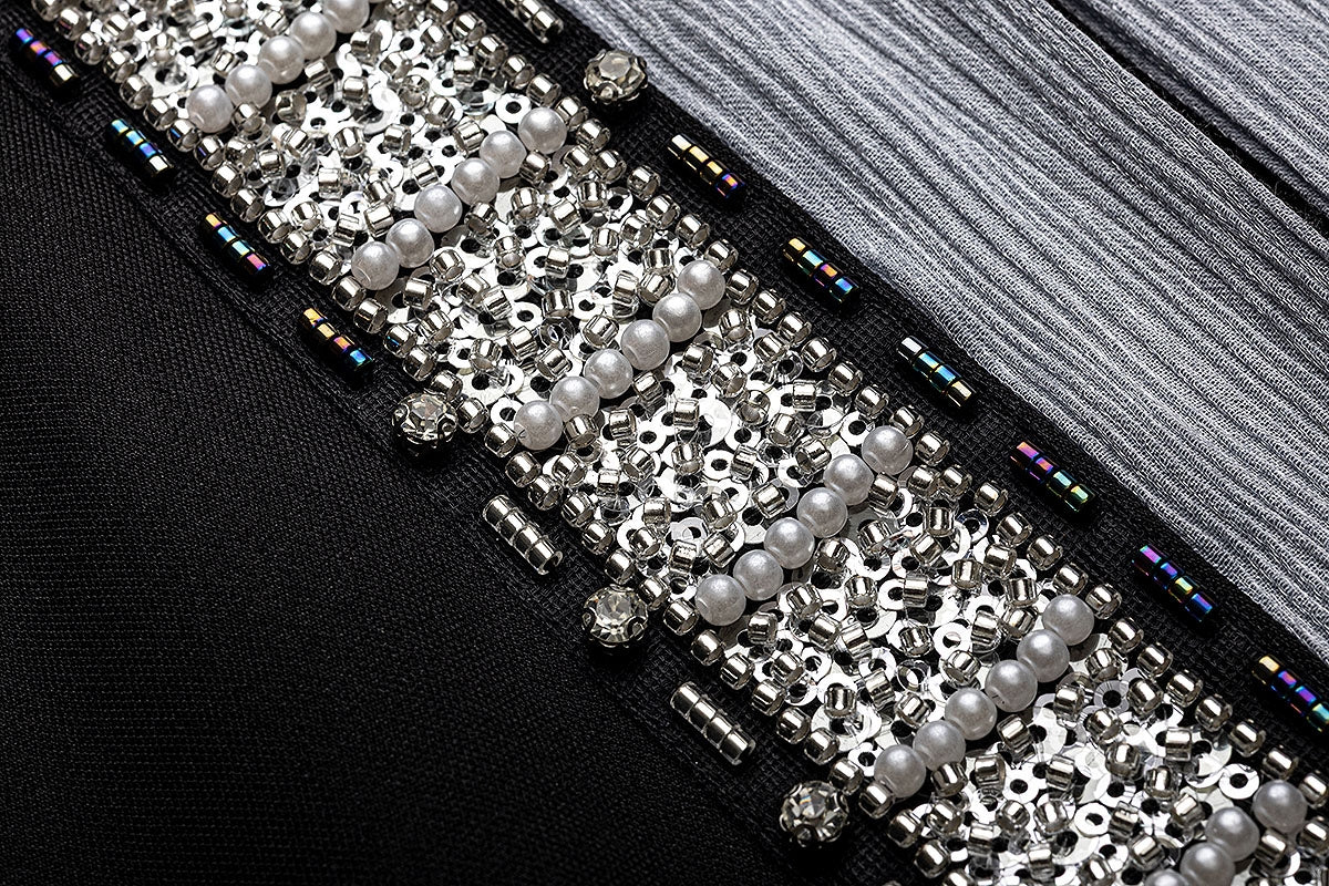 BA4152 Black Silver Baroque Abaya