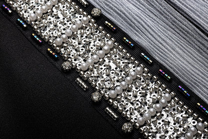 BA4152 Black Silver Baroque Abaya