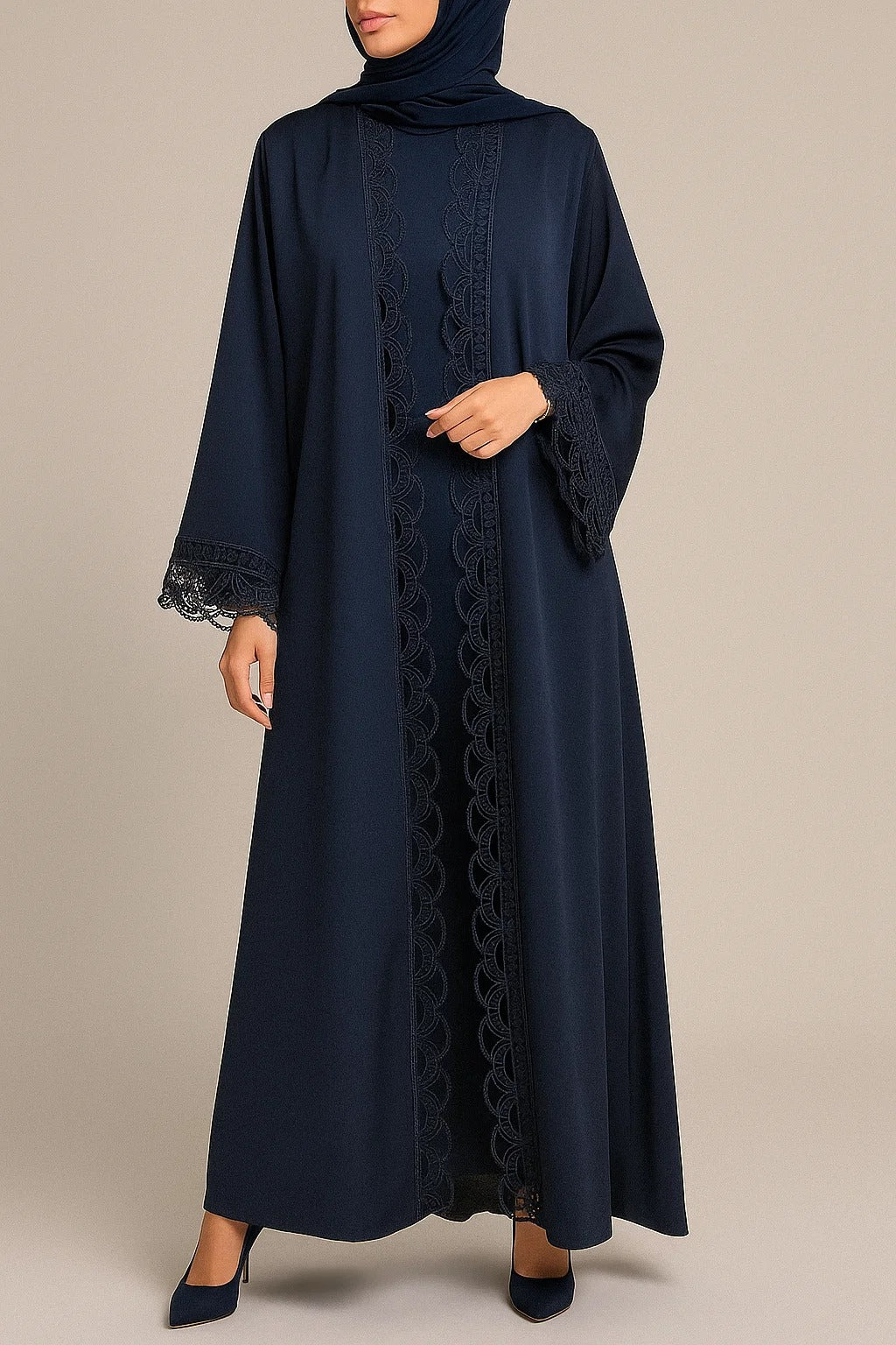 Blue royal lace abaya