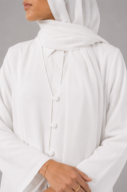 White button abaya