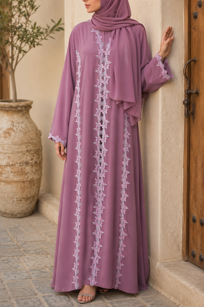 Opulence Lace abaya E18J