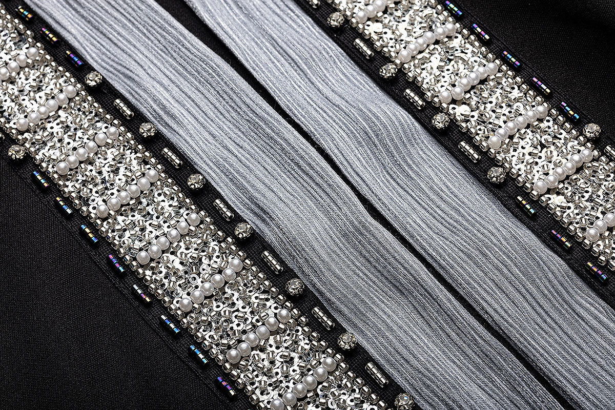 BA4152 Black Silver Baroque Abaya