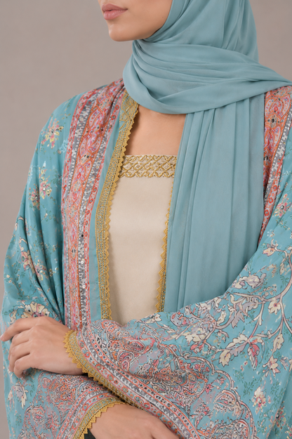 Ice Blue Zareen Abaya