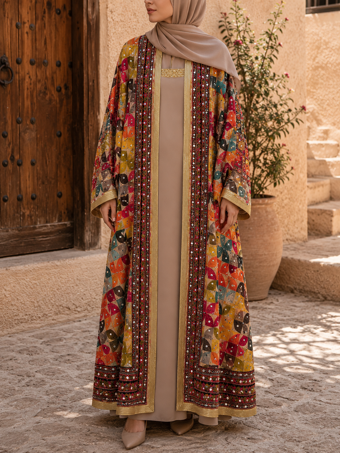 Multicolor Mosaic Zareen Abaya