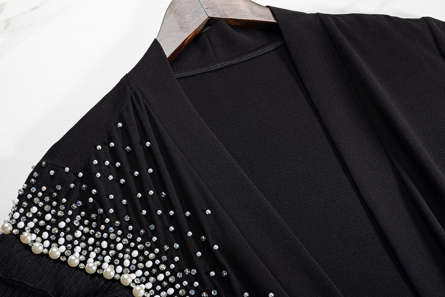 BA4105 Black Pearl Cascade Abaya