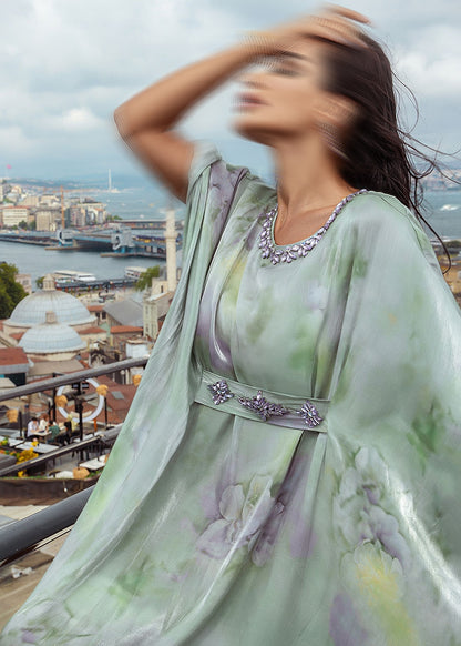 BA5127 Green Wisteria Kaftan