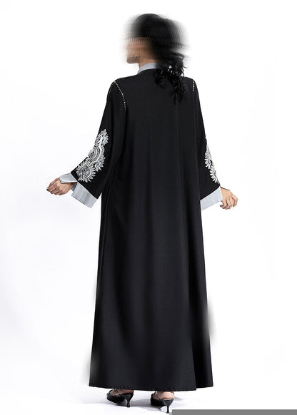 BA4152 Black Silver Baroque Abaya