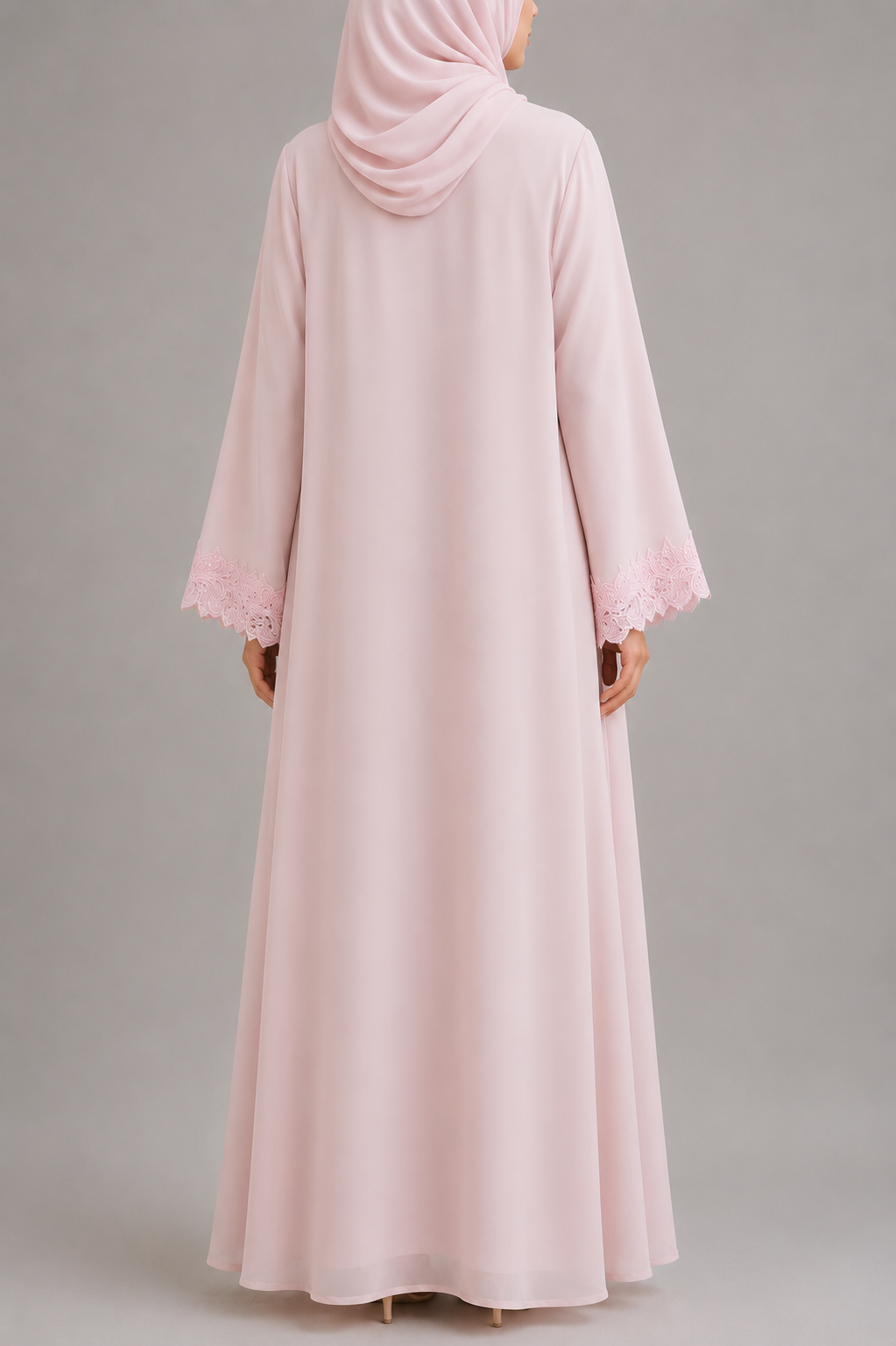 Pink Ivora Lace Abaya - S29J