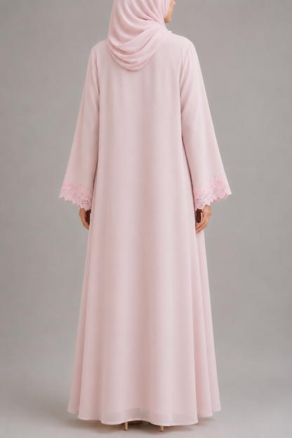Pink Ivora Lace Abaya - S29J