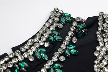 BA6077 Black Green Diamond Moissanite Jalabiya