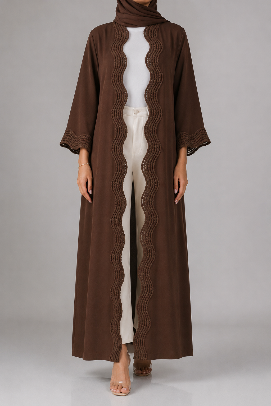 Brown lace abaya