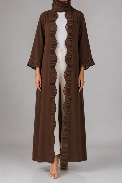 Brown lace abaya