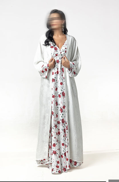 BA5101 White Scarlet Abaya