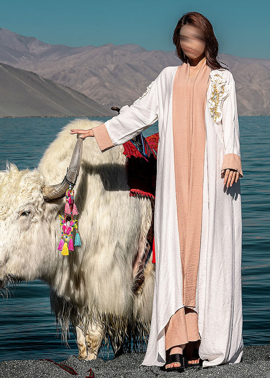BA5198 White Oasis Pearl Abaya