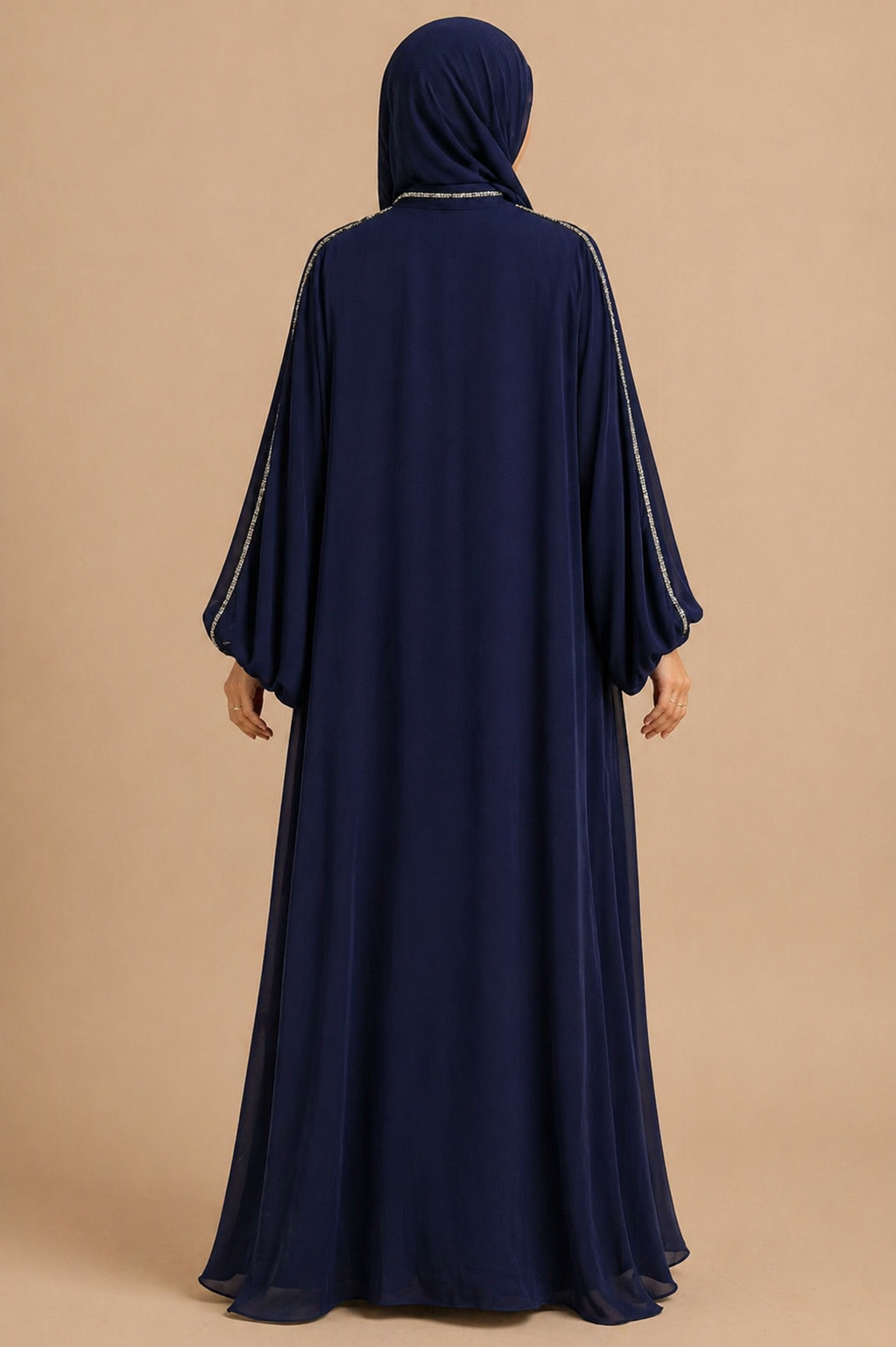 Navy Blue Ward Al Layl Abaya