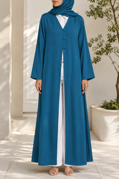Teal button abaya
