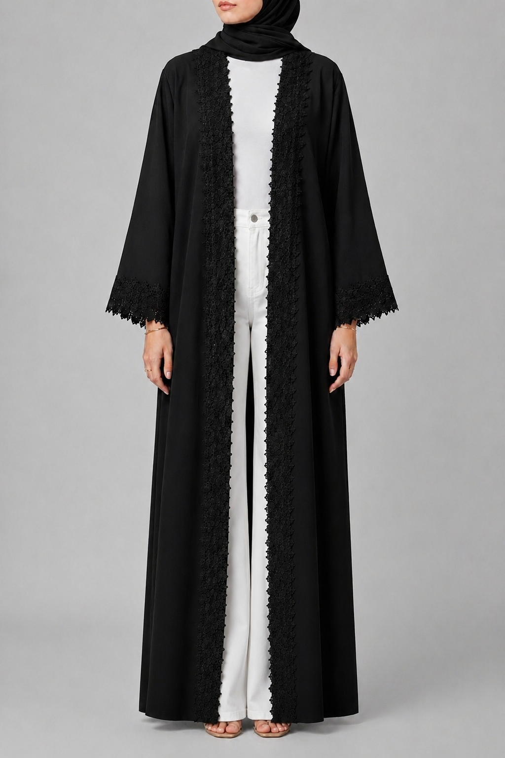 Black Ethereal Lace Abaya