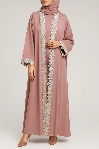Rosey fancy lace abaya