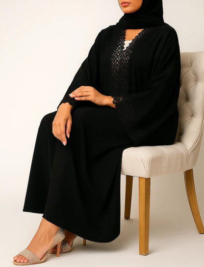 Black Luxe Lace Abaya