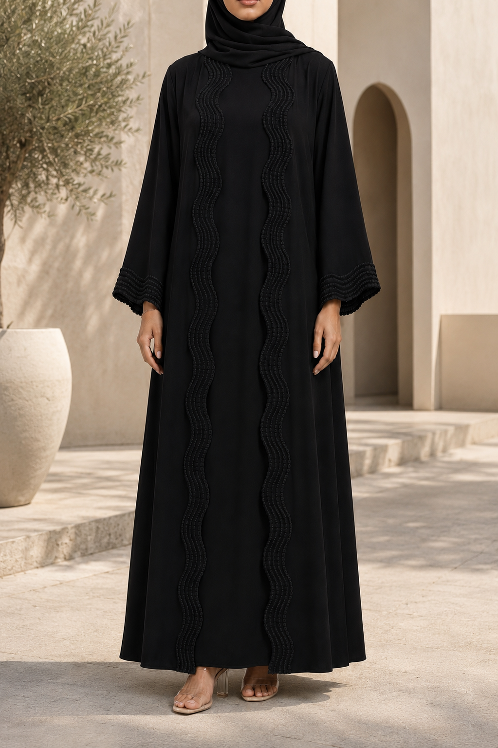 Black lace abaya