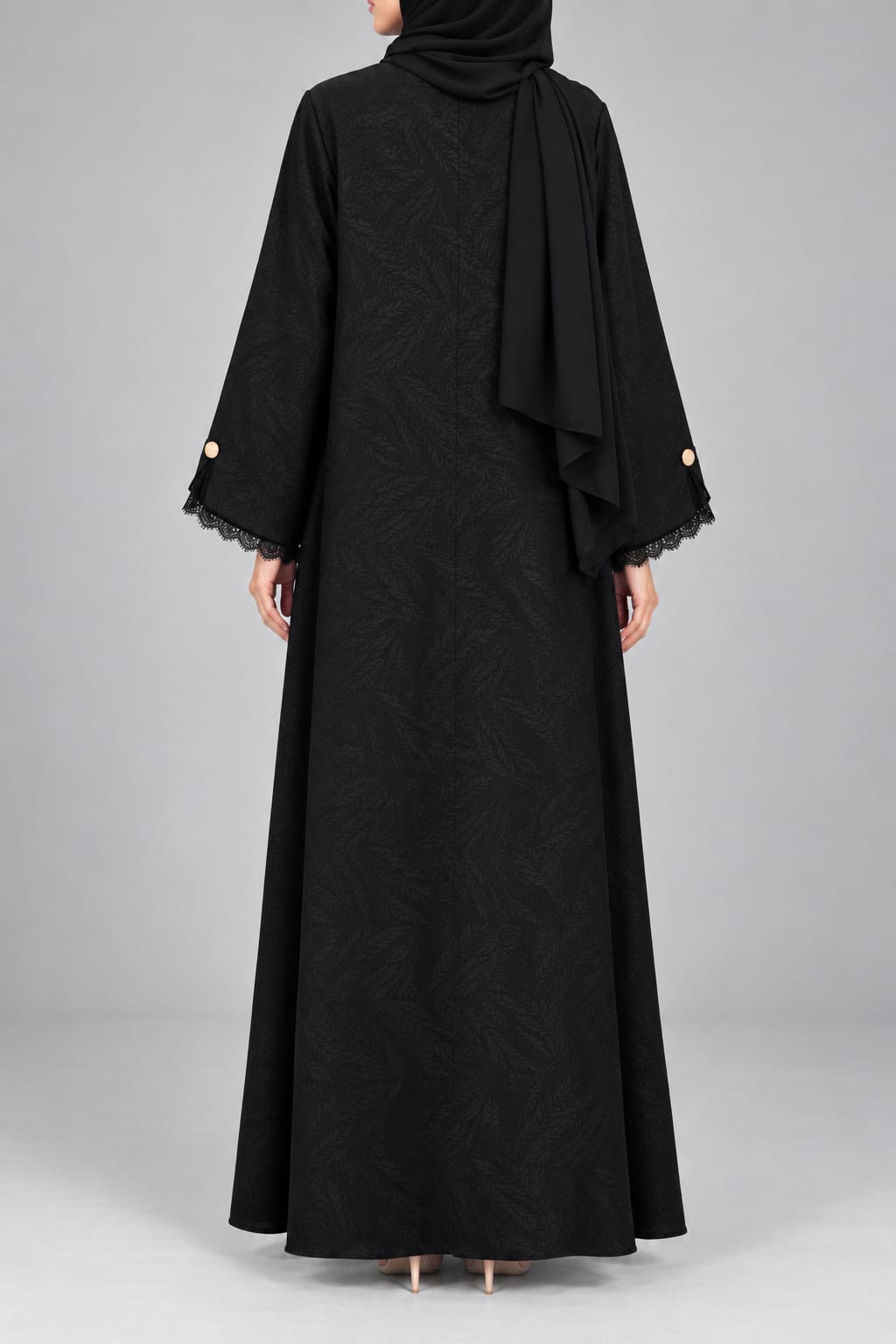 Black Coherent Lace Abaya E13S
