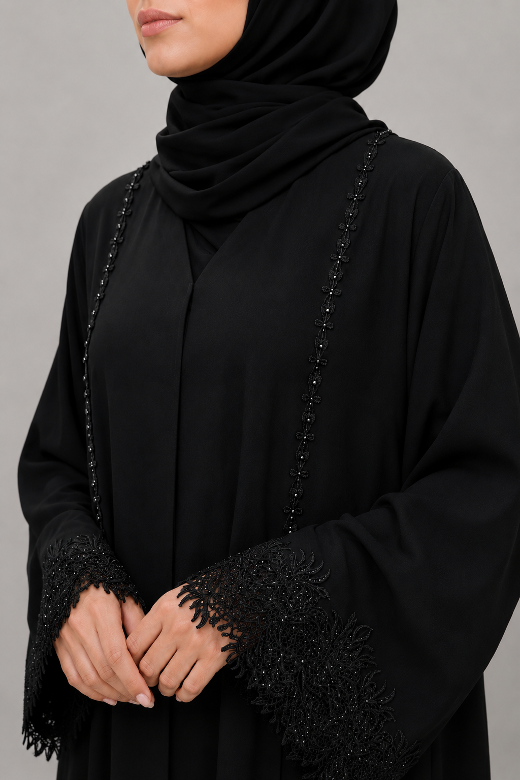 Sable Luxury lace abaya E19M