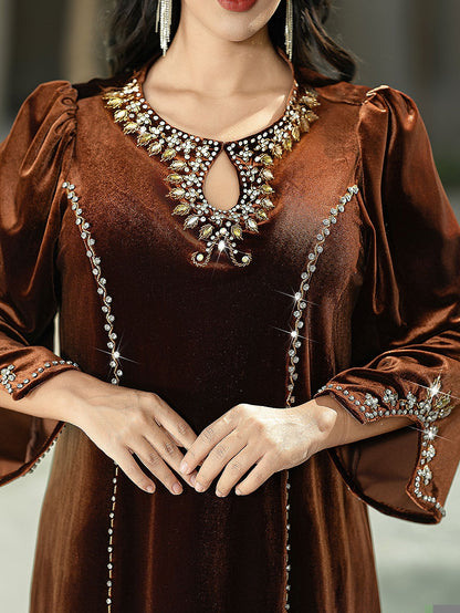 BA6084 Brown Gilded Dress
