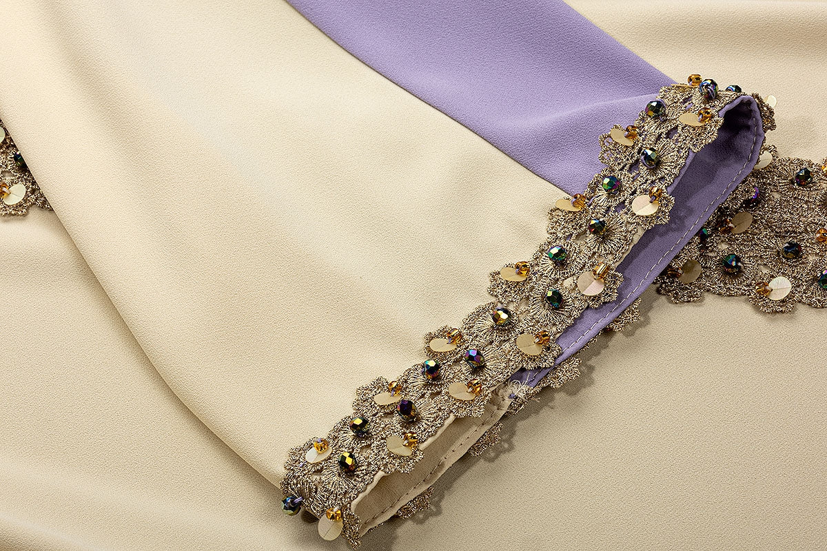 BA6041 Beige Amethyst Abaya