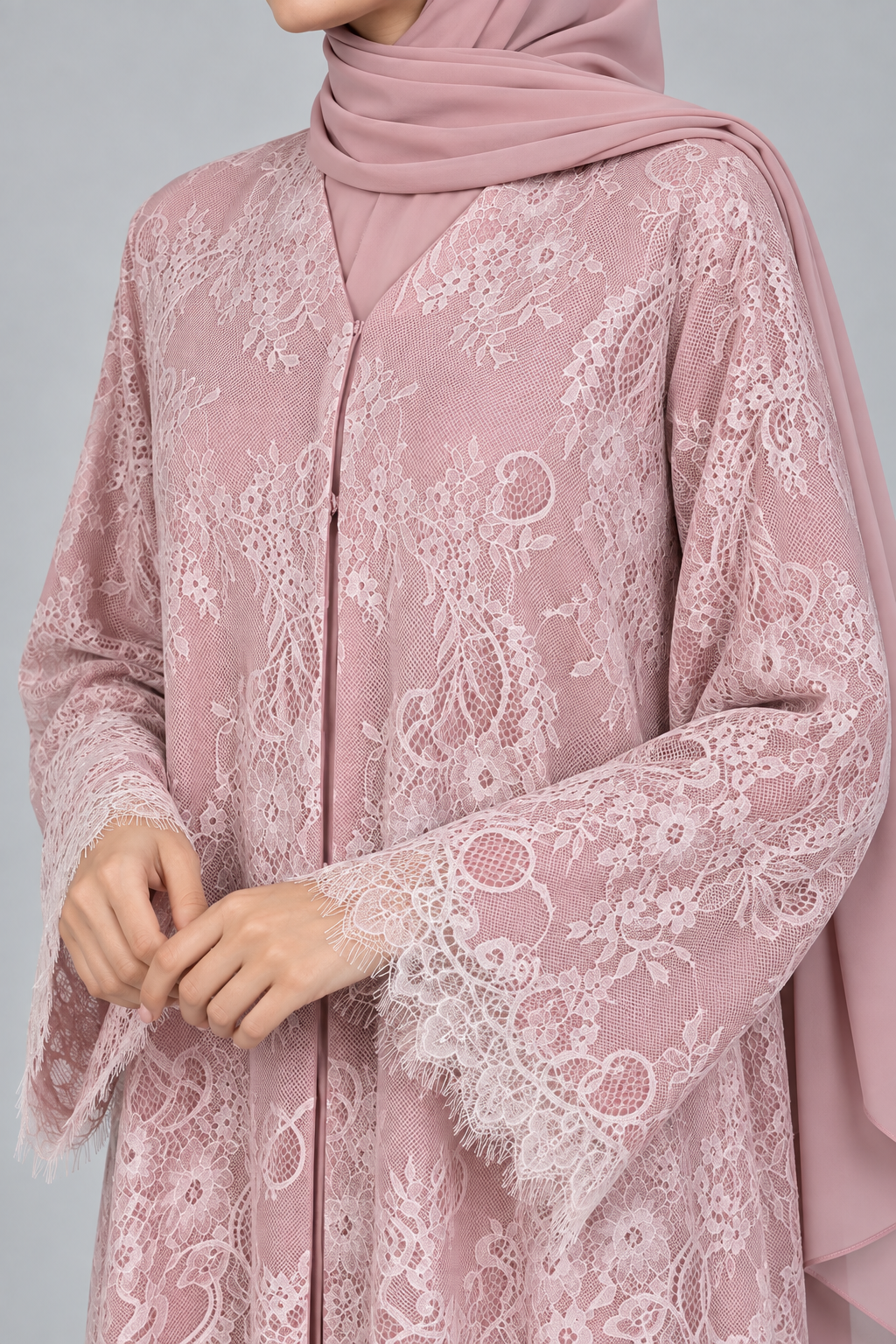 Pink Moon veil Abaya