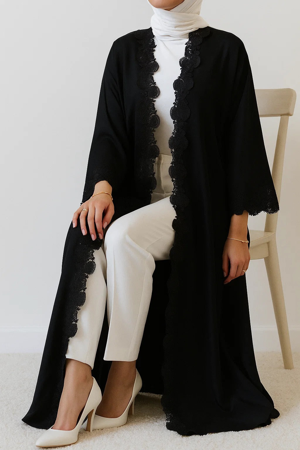 Black Layali Lace Abaya