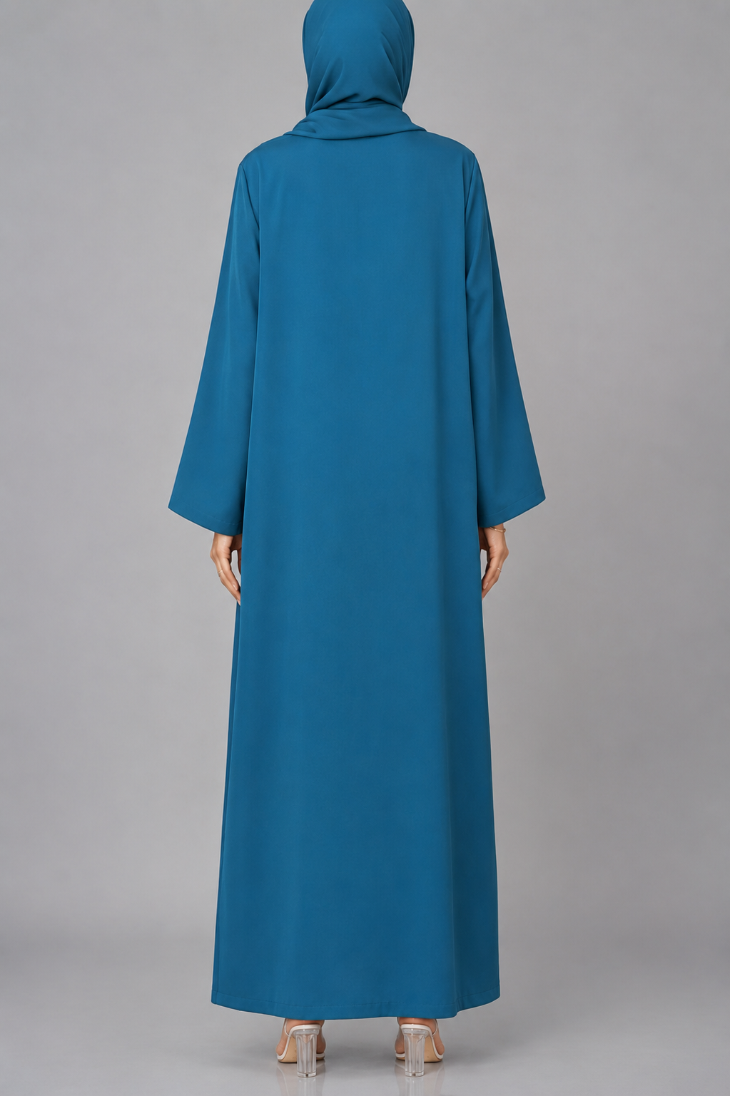 Teal button abaya