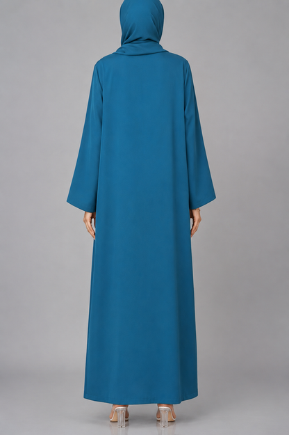 Teal button abaya