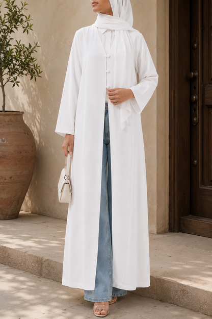 White button abaya