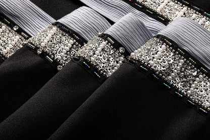 BA4152 Black Silver Baroque Abaya