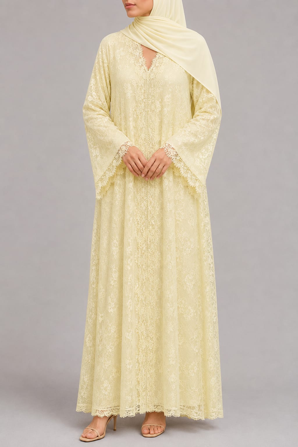 Butter Yellow Sheer abaya