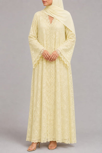 Butter Yellow Sheer abaya