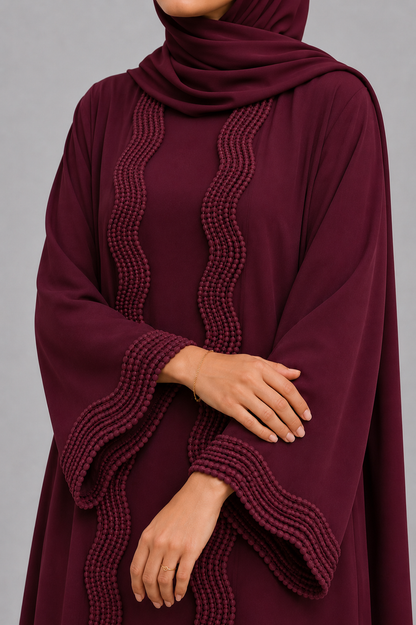 Cherry red lace abaya