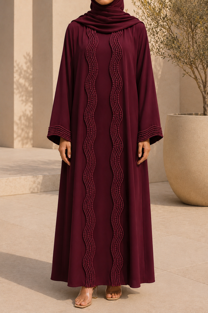Cherry red lace abaya