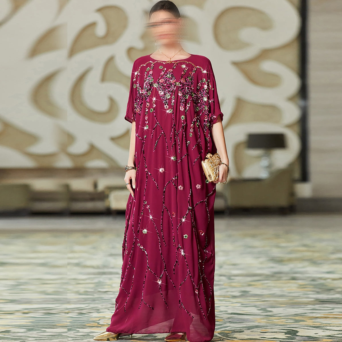 BA3162 Red Coruscate Kaftan