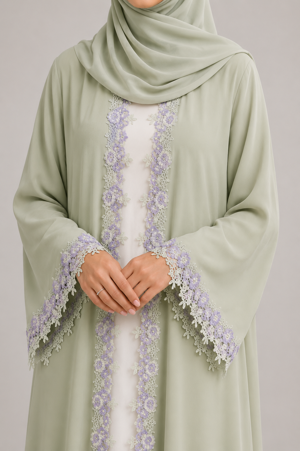 Celeste Mint lace abaya