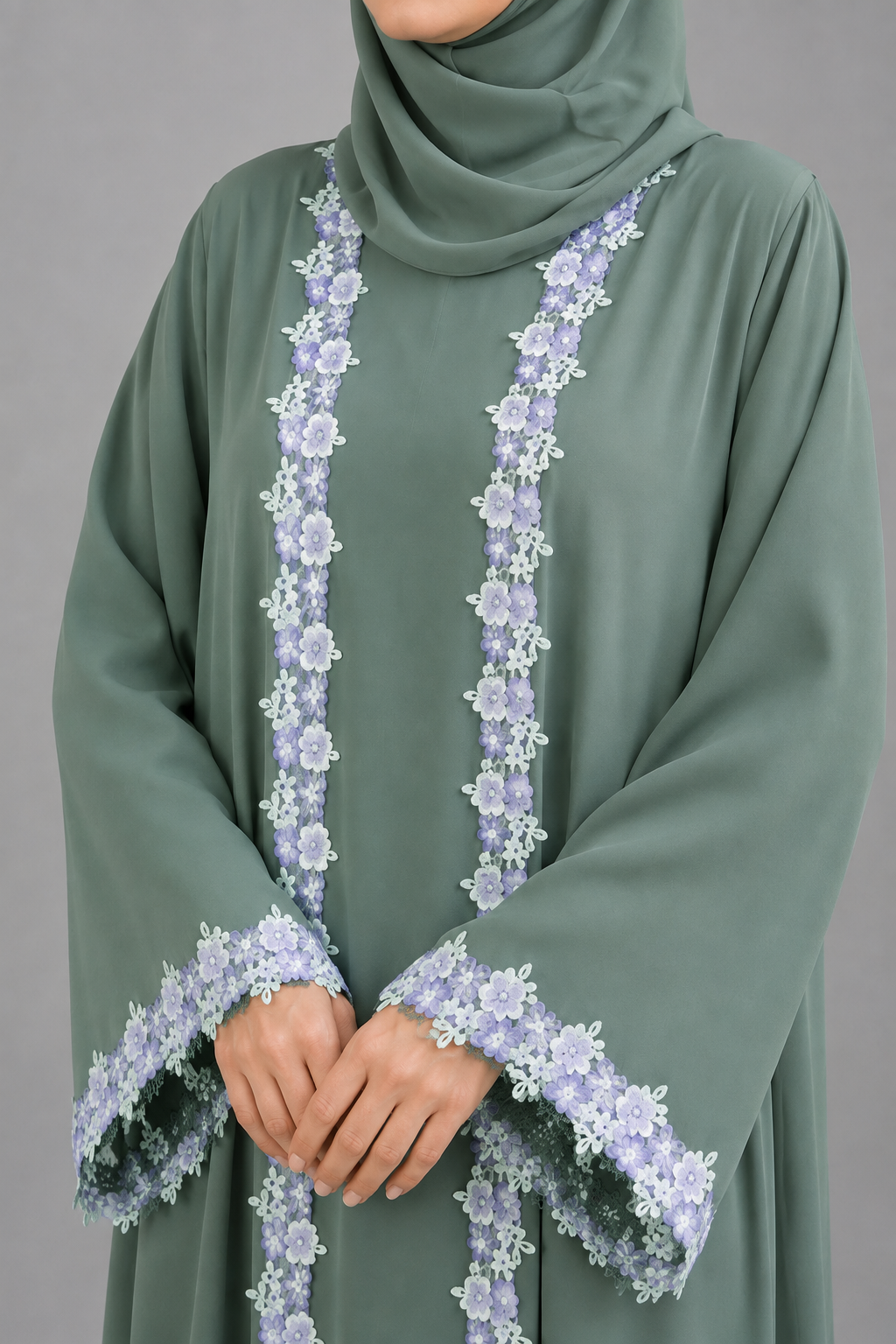 Teal Fancy lace abaya
