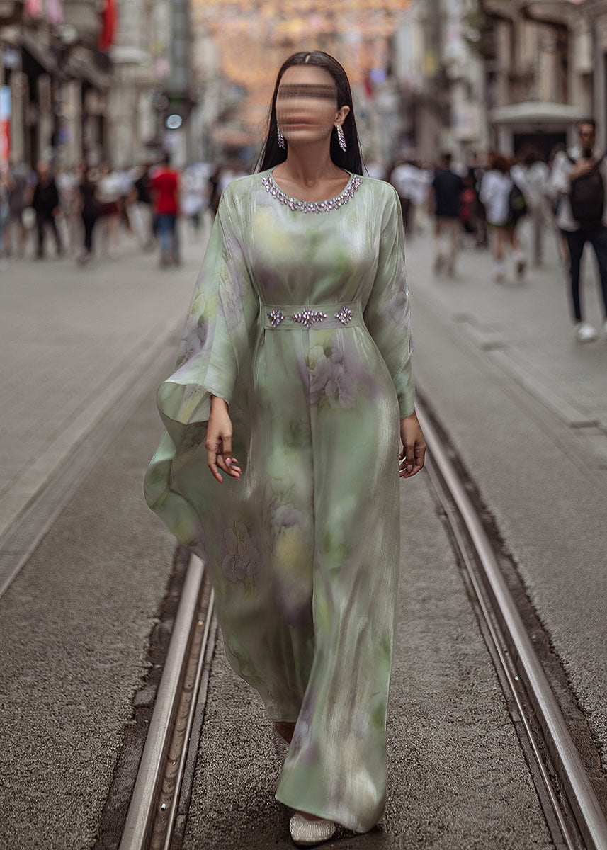 BA5127 Green Wisteria Kaftan