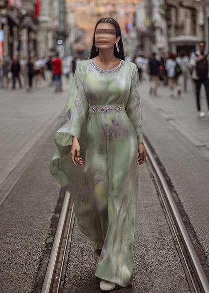 BA5127 Green Wisteria Kaftan