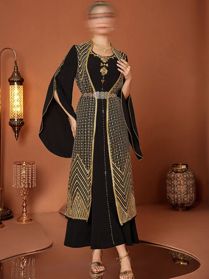 BA4036 Black Pyrite Abaya
