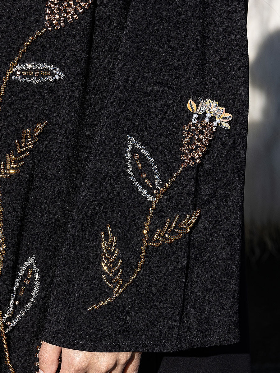 BA5232 Black Morganite Abaya