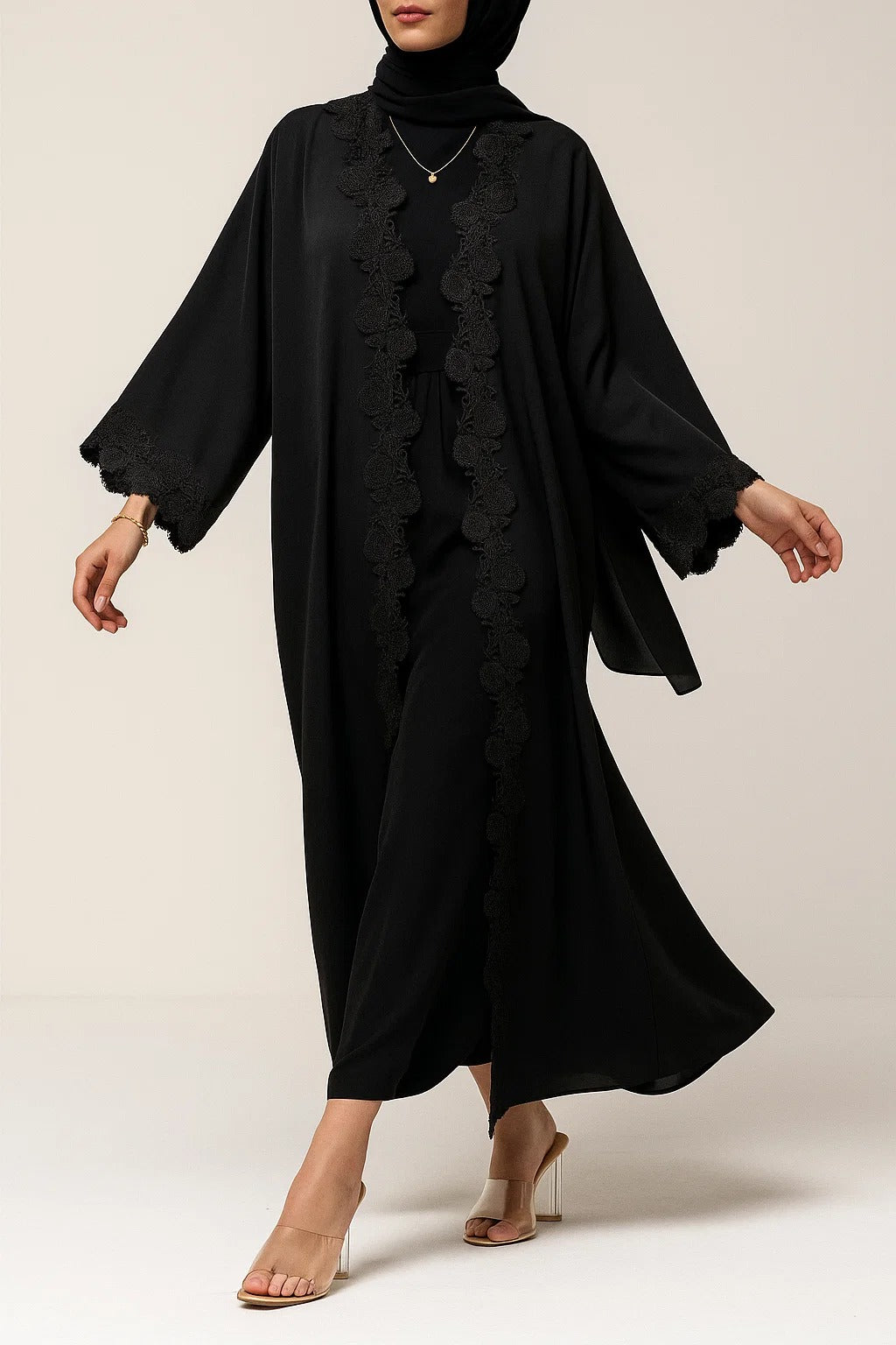 Black Layali Lace Abaya