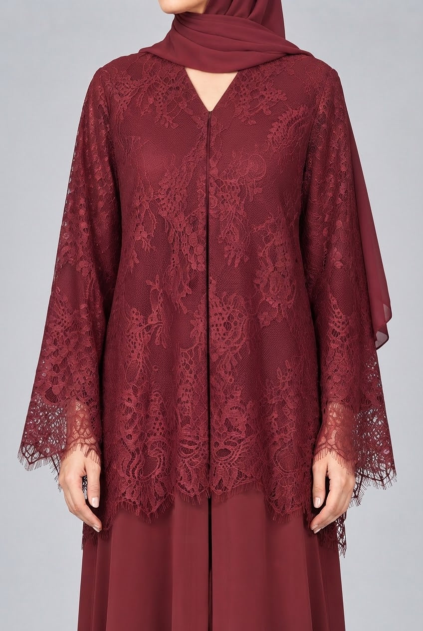 Red Moon Veil Abaya