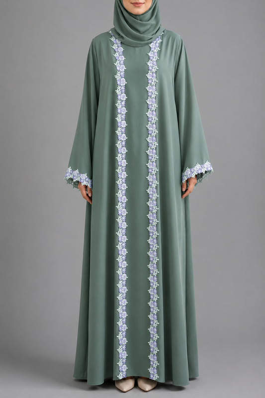 Teal Fancy lace abaya