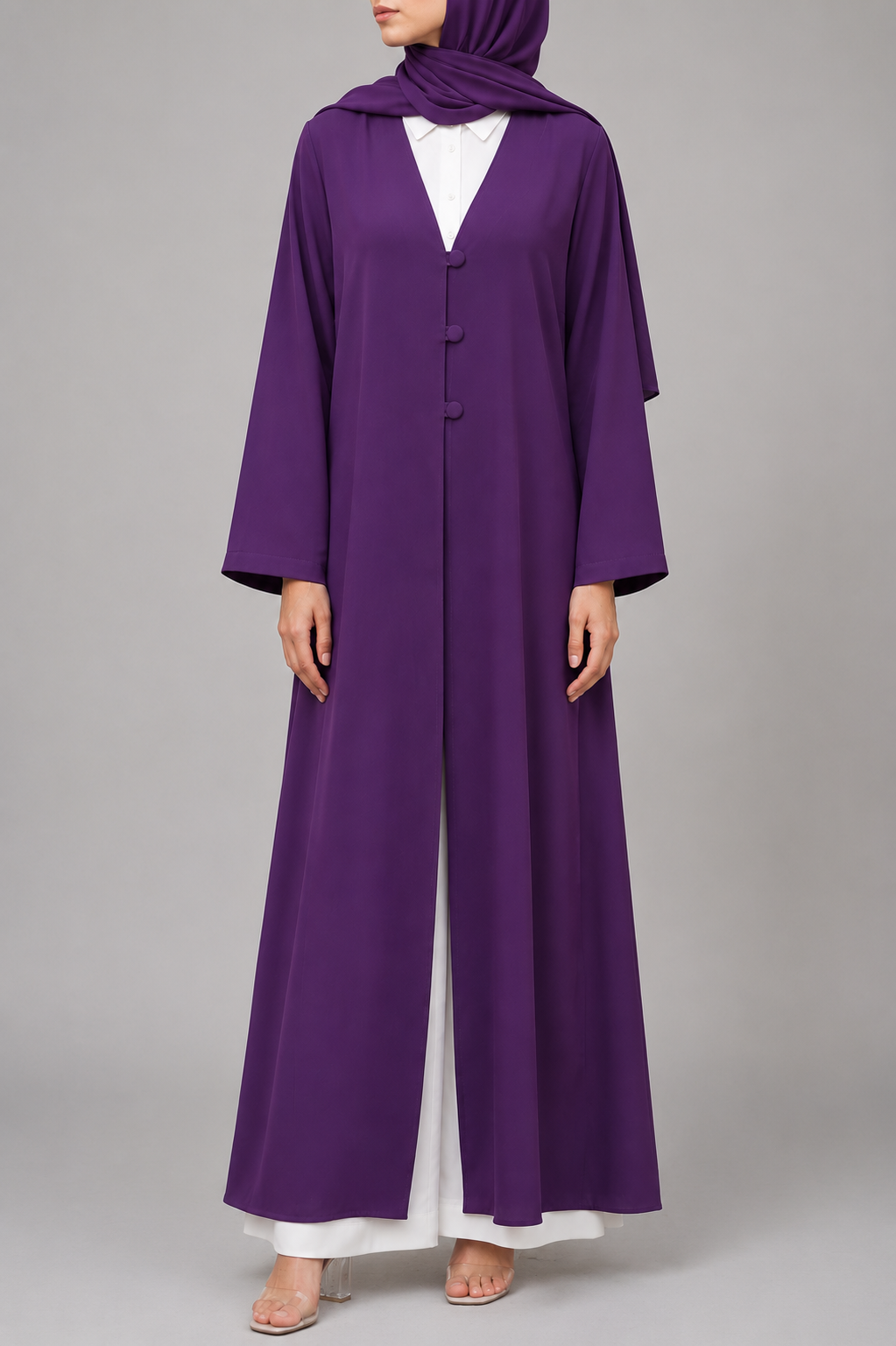 Purple button abaya